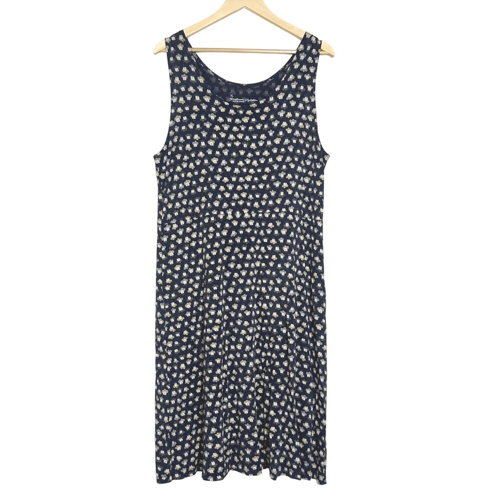 Gudrun Sjödén Sleeveless Dress Charcoal Gray/Blue Floral XL Whimsical Scandi Art
